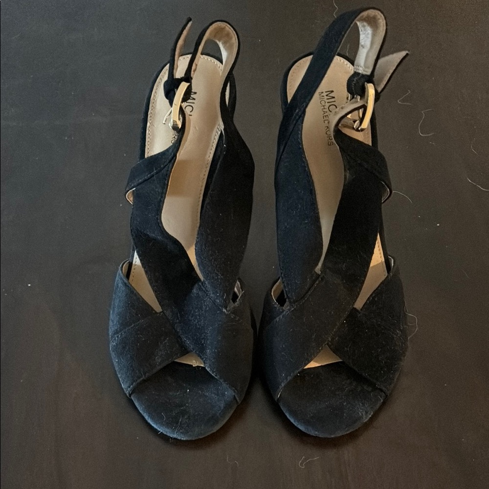 Michael Kors Black Slingback Sandals with Peep-Toe Design